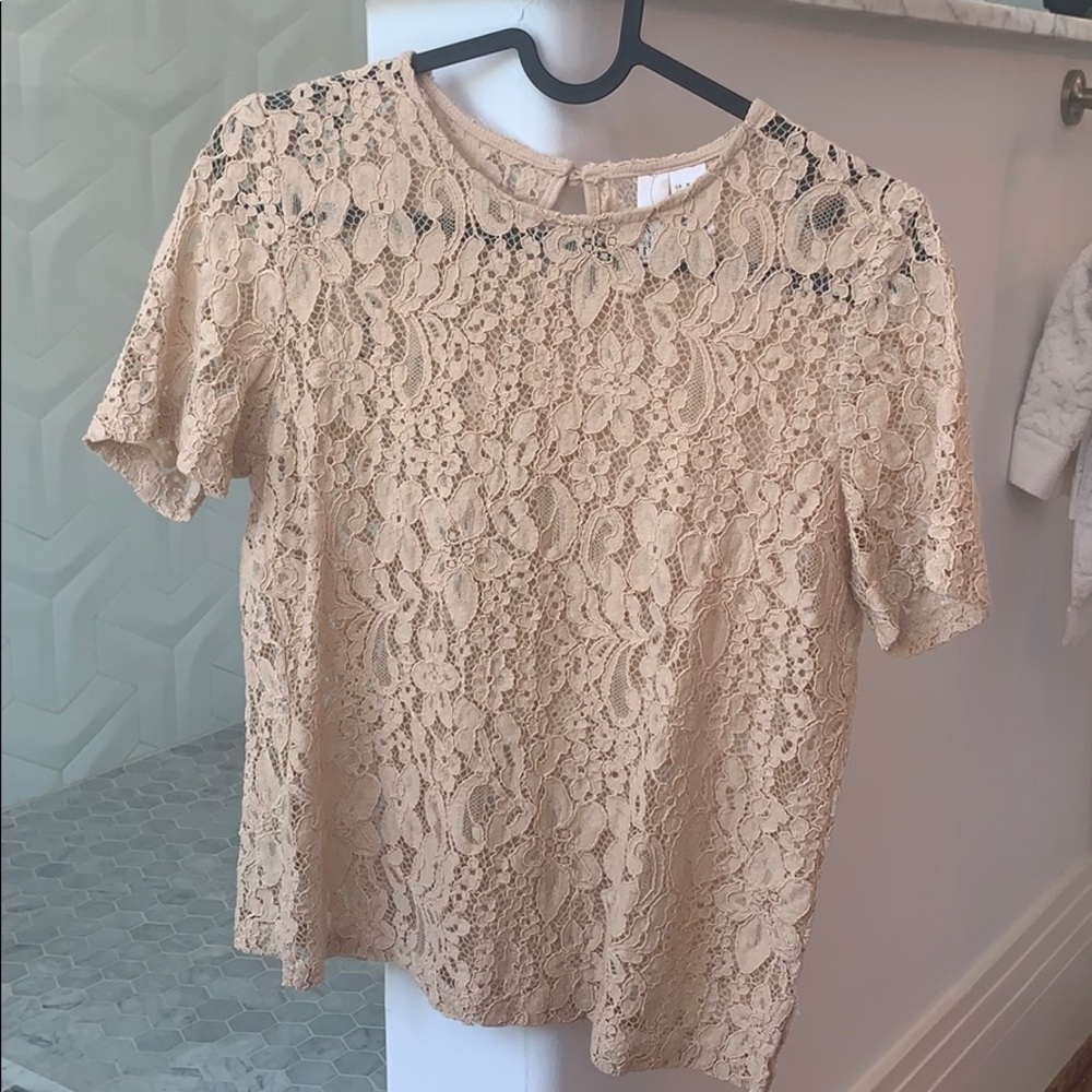 Nude Cropped Lacey Top